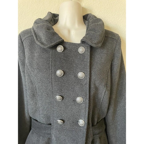 Forever 21 Gray Double Breasted Silver Button Up Women’s Coat Jacket Size M - Picture 2 of 6